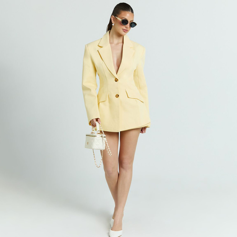 Women Formal Wear Shirt And Pant - Conjunto Feminino Amarelo Claro de 2