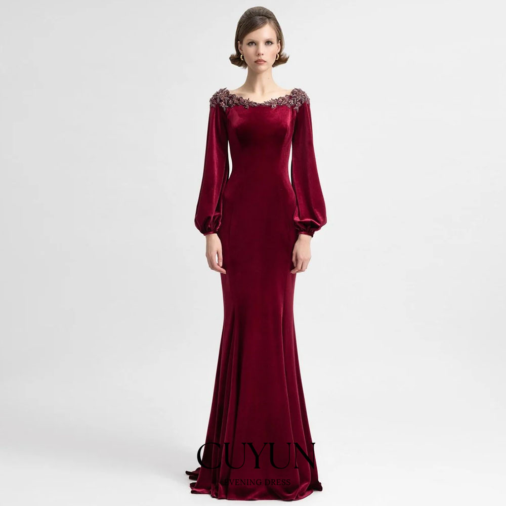 Women'S Semi Formal Evening Wear - Cuyun personalizado semi-sereia borgonha vestido de