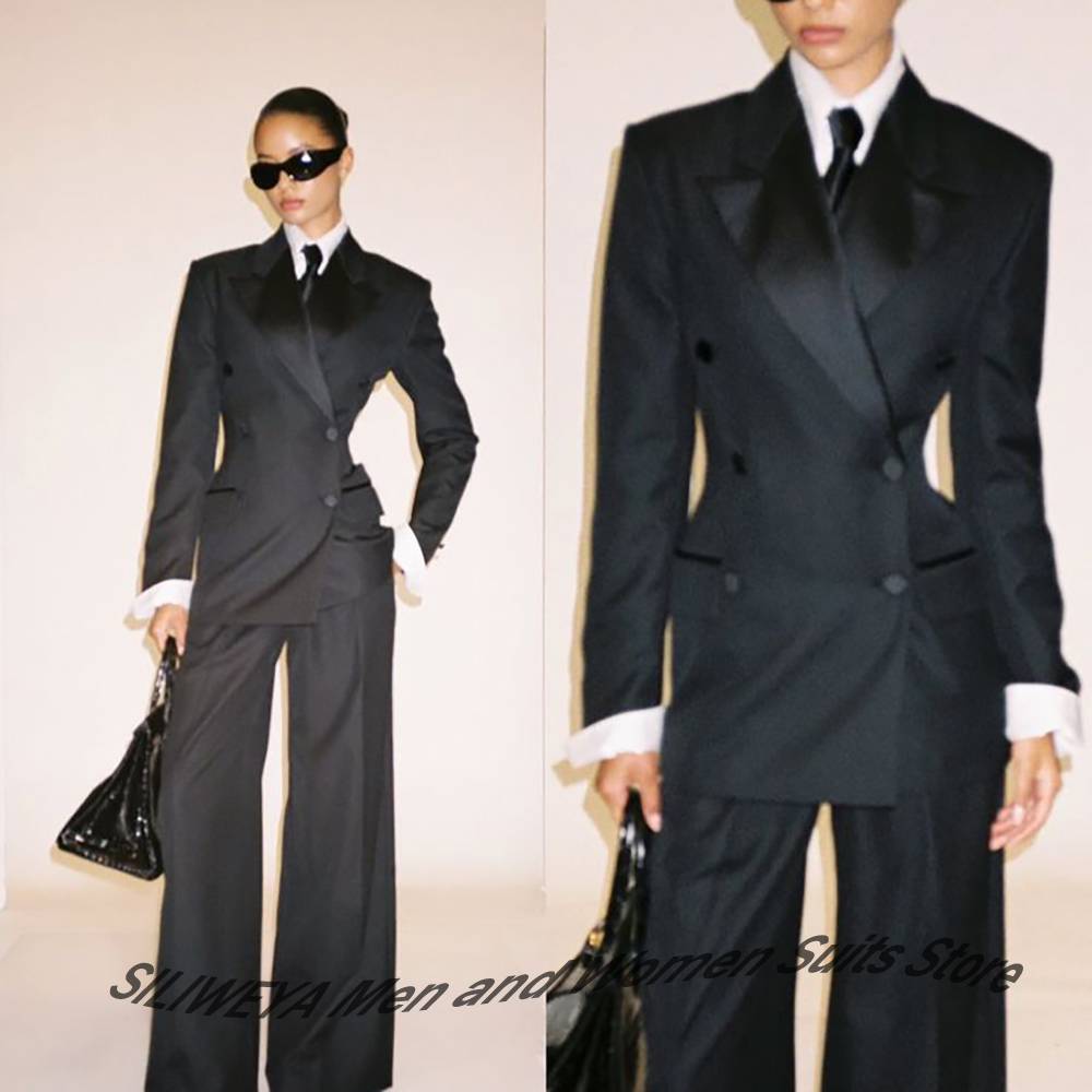 Women Formal Wear Shirt And Pant - Terno duplo preto feminino profissional, jaqueta
