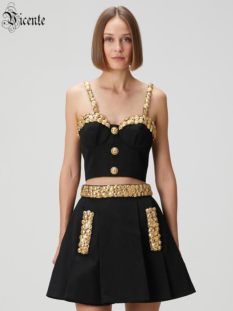 Women Formal Wear With Skirt - Vc conjunto de vestido preto de