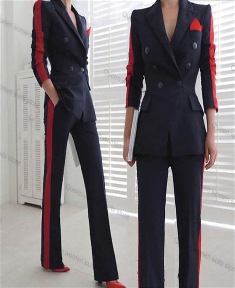 Women Formal Wear Blazer Set - Vermelho preto outono feminino terno conjunto