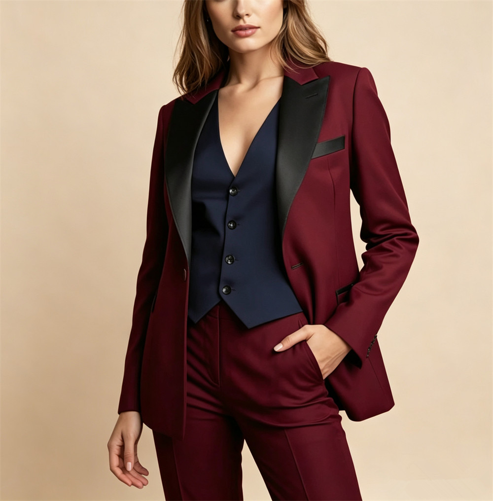 Women Formal Wear Vest - Conjuntos Elegantes de Mulheres em Burgundy,