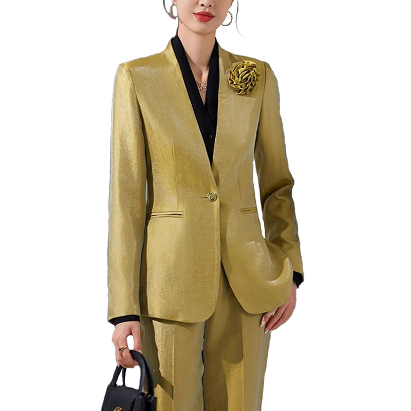 Women Formal Wear Blazer Set - Mulheres blazer calças define apliques de
