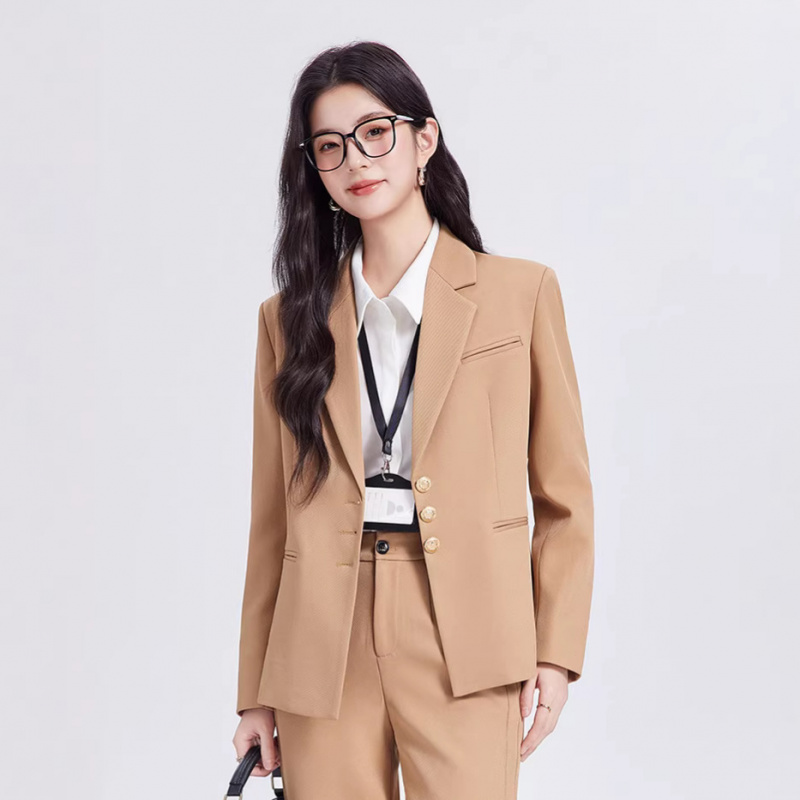 Women Formal Wear Shirt And Pant - Conjunto de terno feminino cáqui, de