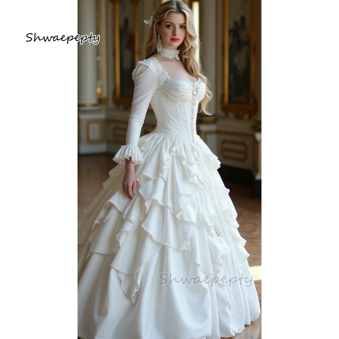 Women Formal Wear M&S - Vestido de casamento vitoriano vintage Ruffled