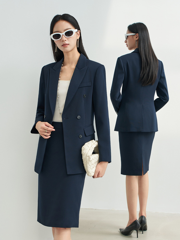 Women Formal Wear Shirt And Pant - Conjunto de Saia Profissional Azul Marinho