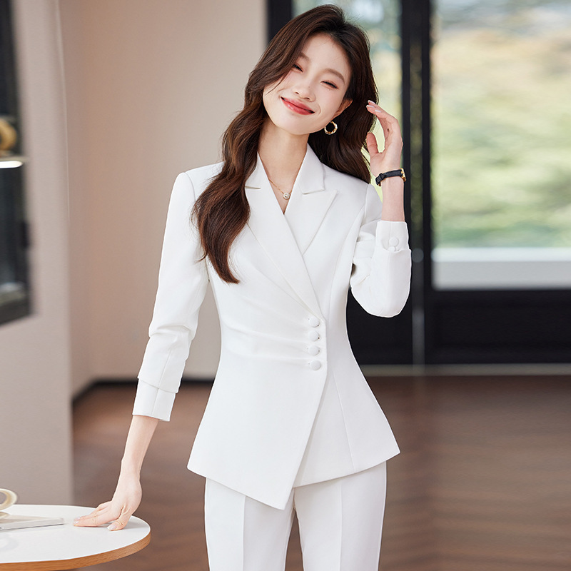 Terno feminino branco, roupa f - Women Formal Wear Shirt And Pant avaliação e preço