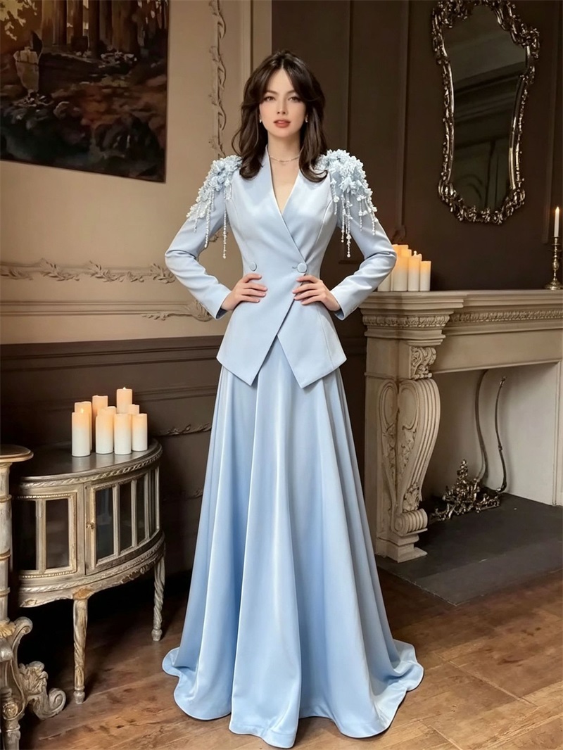 Conjunto de Saia e Blazer Bege - Women Formal Wear With Skirt avaliação e preço