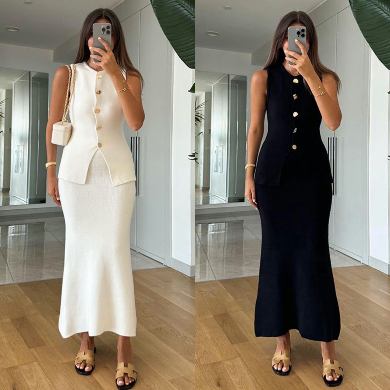 Top bodycon sem mangas com gol - Women Formal Wear With Skirt avaliação e preço