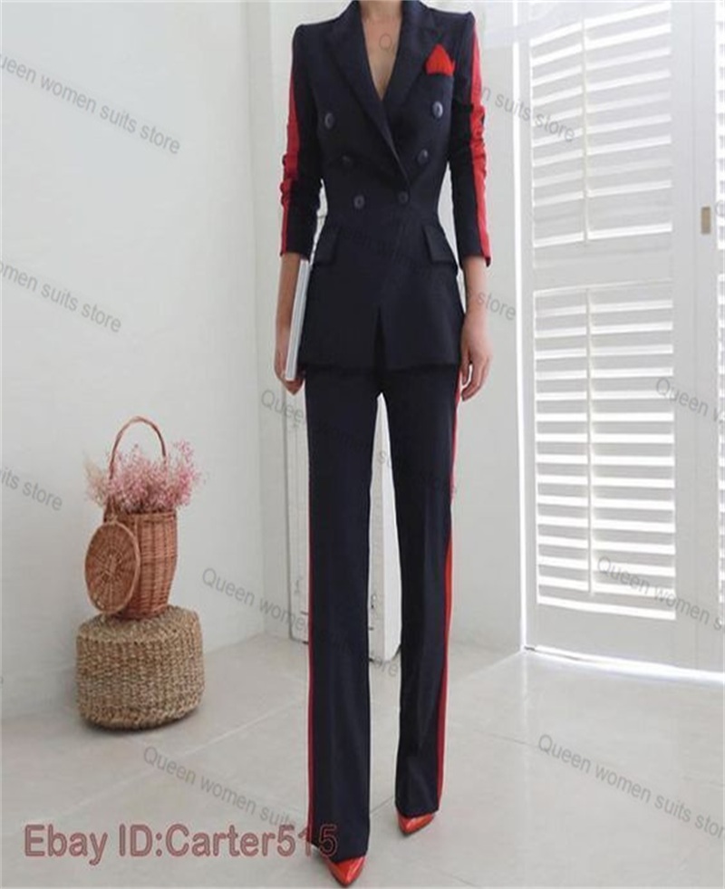 Vermelho preto outono feminino - Women Formal Wear Blazer Set avaliação e preço