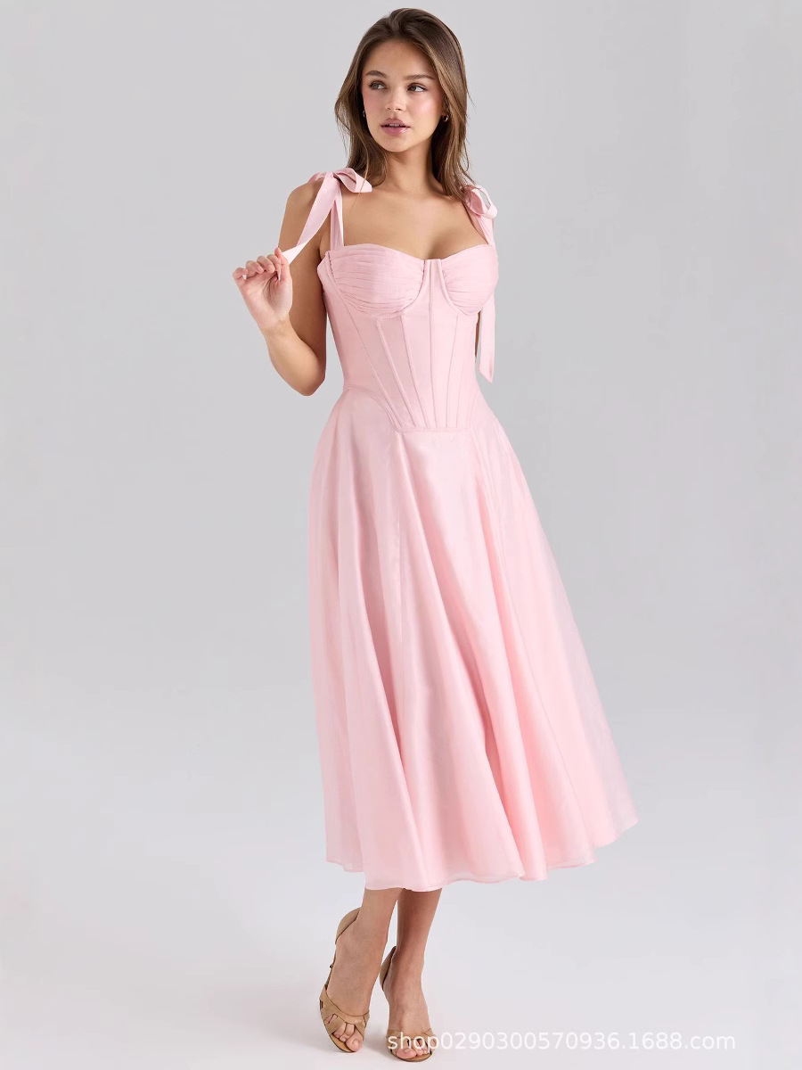 Sexy rosa feminino vestido de  - Women'S Holiday Formal Wear avaliação e preço