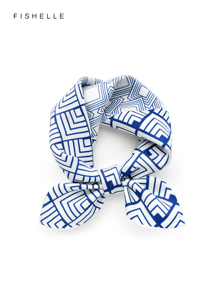 Lenço de seda estampado geomét - Scarf Silk Neck avaliação e preço