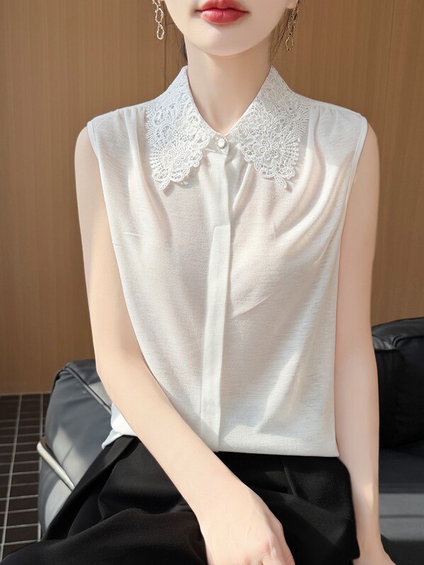 Camiseta Tricotada Sem Mangas  - Women Formal Wear Shirts avaliação e preço